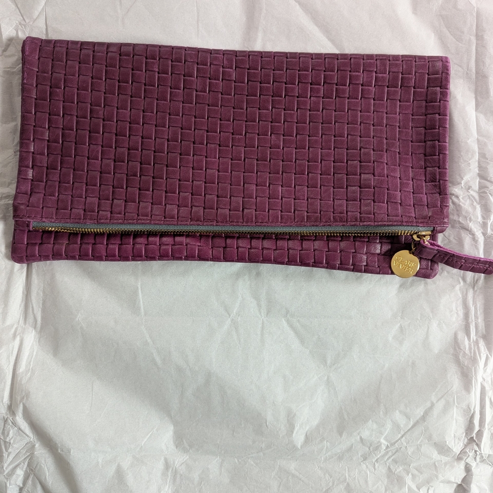Clare V Woven Purple Clutch Bag